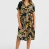 ONeill Cali Beach Shirt Dress | Black Tropical Flower
