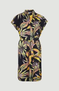 ONeill Cali Beach Shirt Dress | Black Tropical Flower -ONeill Fashion Shop 1300048 39033 10 PACK