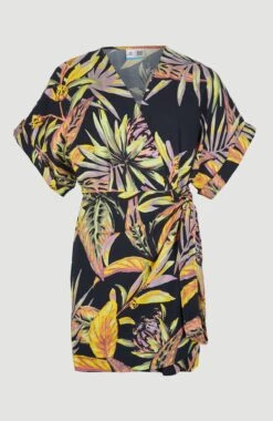 ONeill Oliana Wrap Dress | Black Tropical Flower