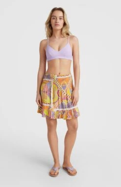 ONeill Lilia Smocked Skirt | Yellow Scarf Print