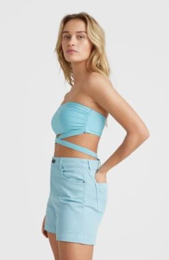 ONeill Dive High-Waist Twill Shorts | Blue Topaz 10 ONeill Dive High-Waist Twill Shorts | Blue Topaz -ONeill Fashion Shop 1700026 15044 02 MODEL