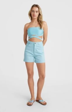 ONeill Dive High-Waist Twill Shorts | Blue Topaz 13 ONeill Dive High-Waist Twill Shorts | Blue Topaz -ONeill Fashion Shop 1700026 15044 05 MODEL