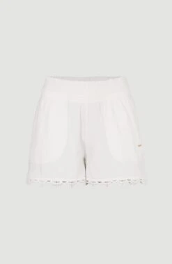 ONeill Ava Smocked High-Waist Sweatshorts | Snow White