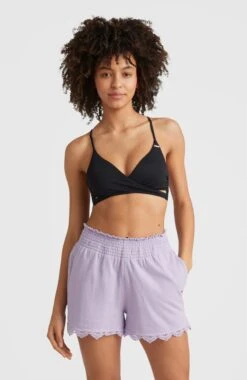 ONeill Ava Smocked High-Waist Sweatshorts | Purple Rose