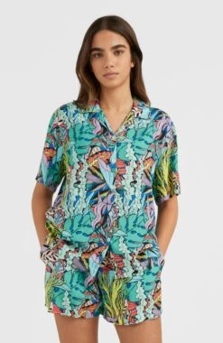 ONeill Java Wave High-Waist Shorts | Blue Comic Seaweed