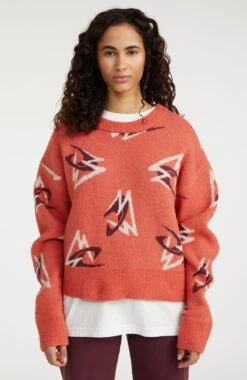 ONeill Anchorage Knit Pullover | Red Knit Mountains