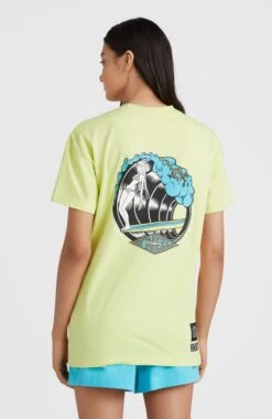 ONeill Limbo Graphic Long T-Shirt | Sunny Lime -ONeill Fashion Shop 1850080 12014 03 MODEL