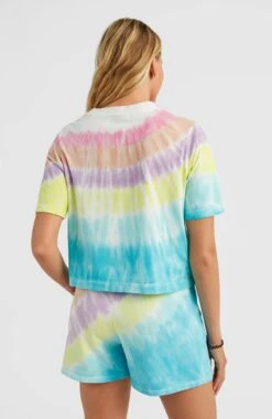 ONeill Women Of The Wave Cropped T-Shirt | Blue Tie Dye -ONeill Fashion Shop 1850087 35046 03 MODEL