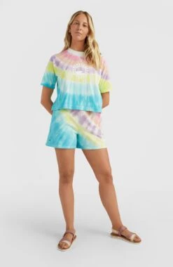 ONeill Women Of The Wave Cropped T-Shirt | Blue Tie Dye -ONeill Fashion Shop 1850087 35046 04 MODEL