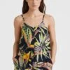 ONeill Tiare Woven Tanktop | Black Tropical Flower -ONeill Fashion Shop 1850092 39033 01 MODEL